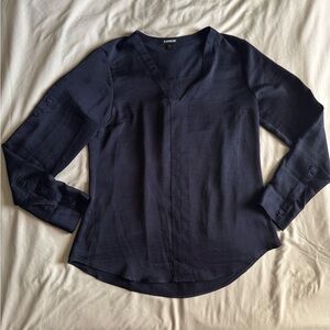 Express V Neck Navy Blouse